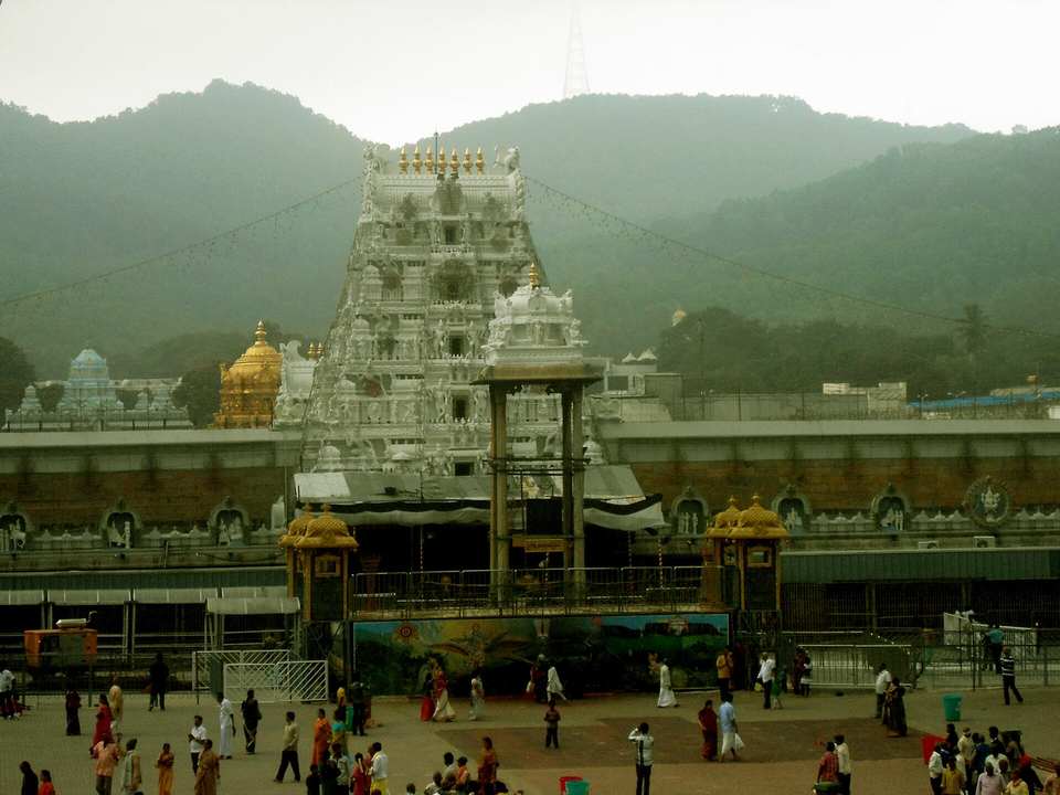 The gopuram of the Venkateswara temple at Tirumala